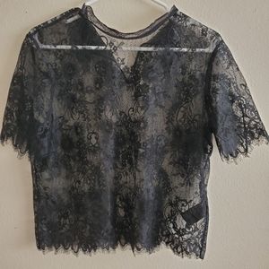 Women's Black Lace Crop Top